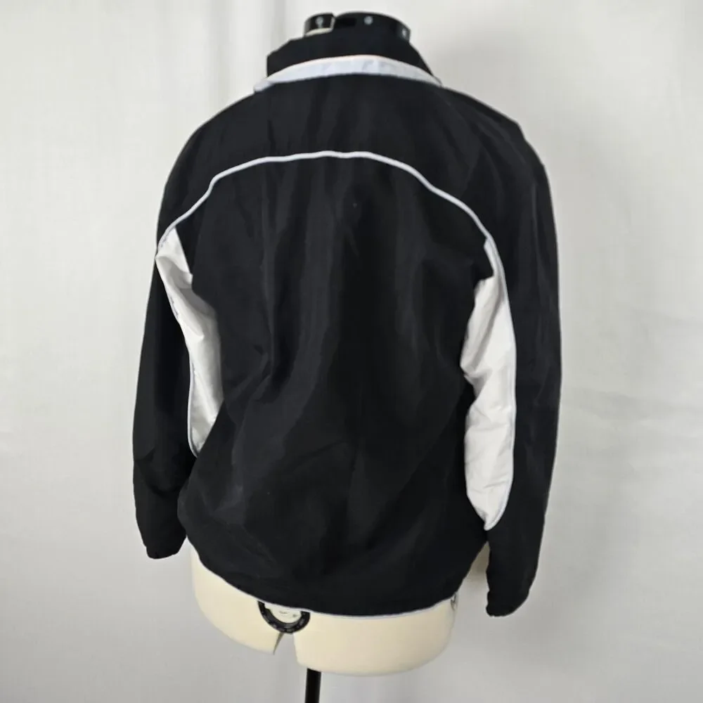 Dunlop Jacket Men's XL Black White Colorbolck Full Zip Up Collar Windbreaker